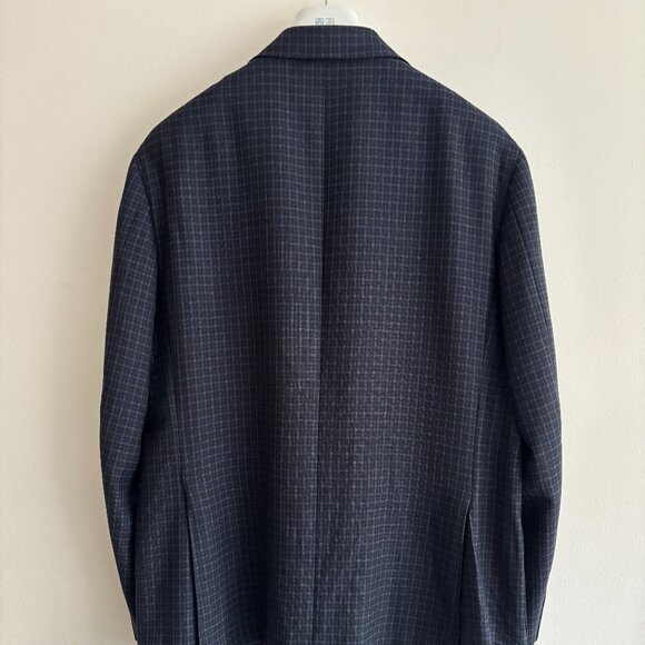 $2200 Canali Kei Unstructured Blue Check Wool Sport Coat / Blazer - US 48-50 - Picture 5 of 11